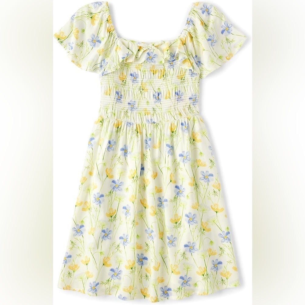 Children’s‎ Place | Girls Floral Ruffle Dress with Smocked Bodice